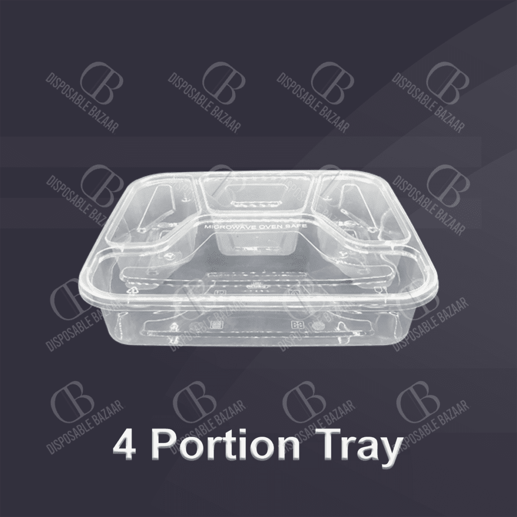 Plastic Container 4 Portion Tray