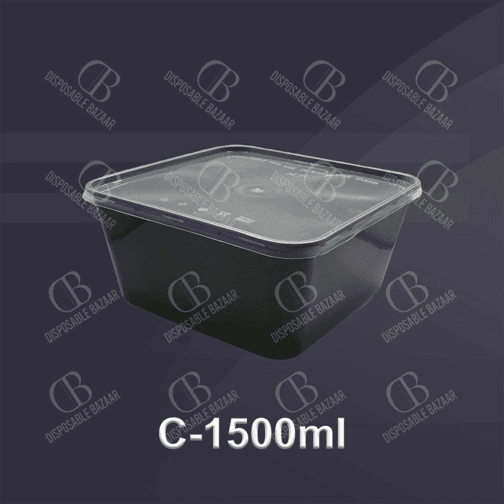 Black Disposable Plastic Container – C-1500ml