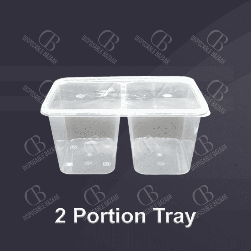Plastic Container 2 Portion Tray