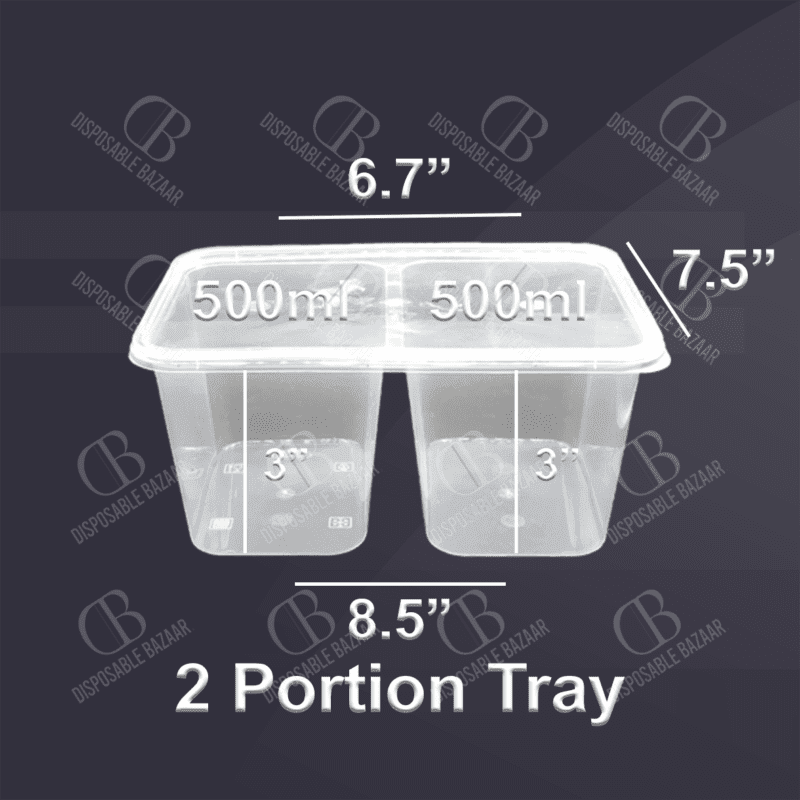 Plastic Container 2 Portion Tray