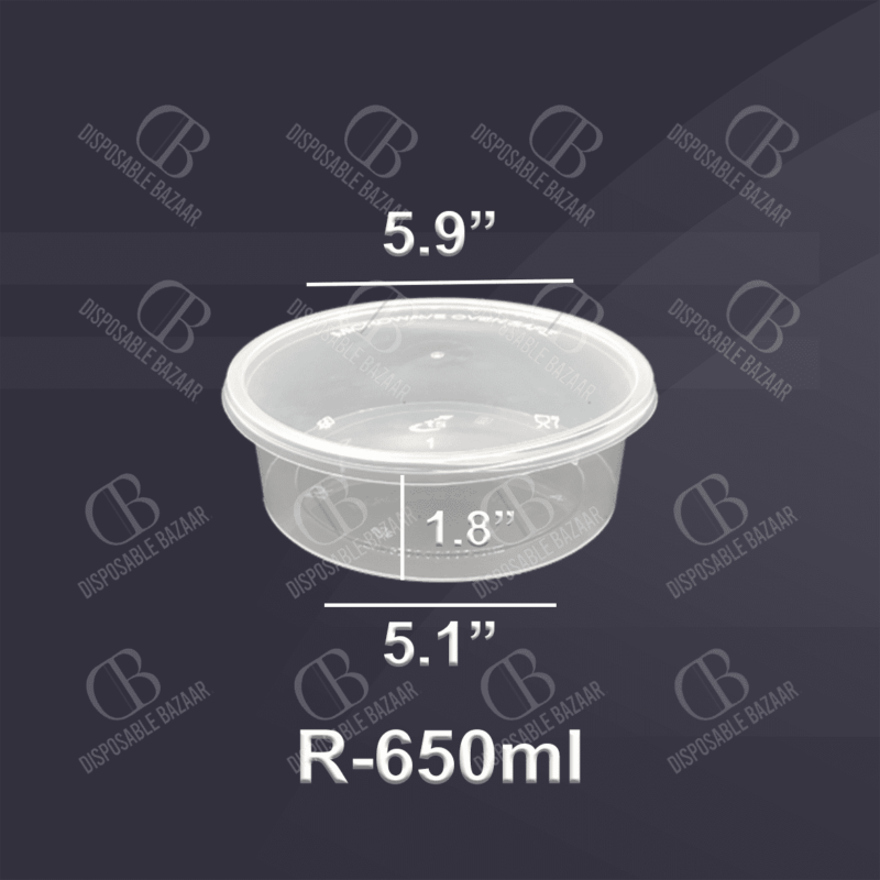 Disposable Plastic Container with lid 650ml (100pcs)