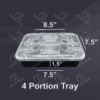 Plastic Container Black - 4 Portion Tray