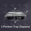 Plastic Container Black - 3 Portion Tray (Square)