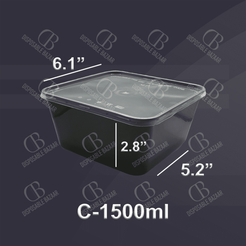 12 oz Plastic Rectangular Container with Lid (150pcs)