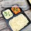 Plastic Container Black - 3 Portion Tray (Square)