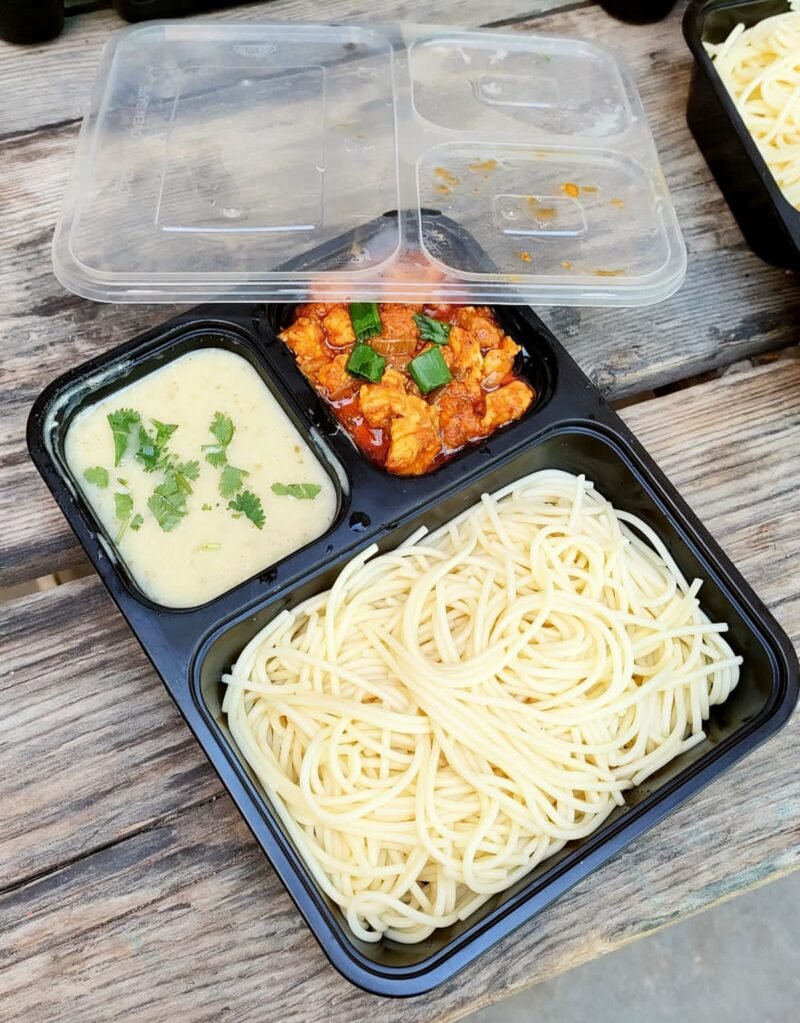 Plastic Container Black - 3 Portion Tray (Square)