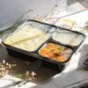 Plastic Container Black - 3 Portion Tray (Square)