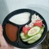 Plastic Container Black - 3 Portion Tray (Round)