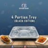 Plastic Container Black - 4 Portion Tray