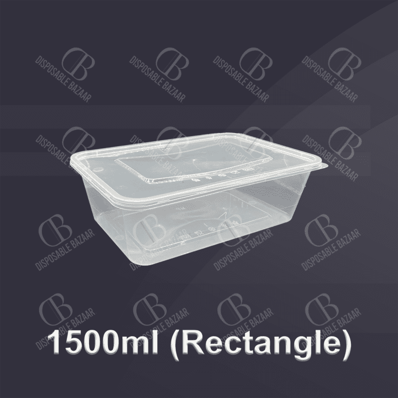 Plastic Container Transparent - 1500ml (Rectangle)