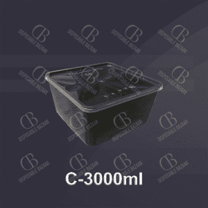Black Disposable Food Container – C-3000ml