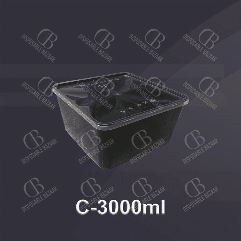 Black Disposable Food Container – C-3000ml